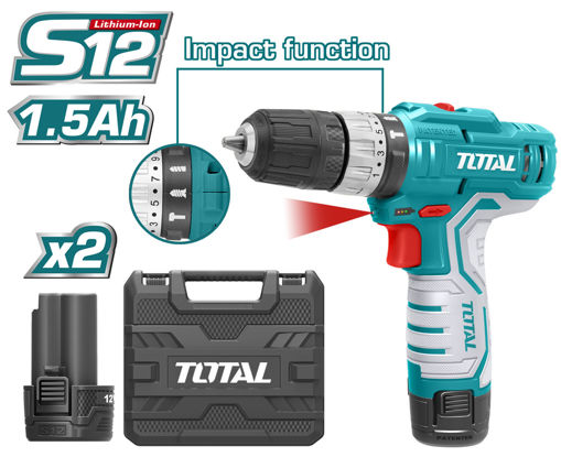 Picture of 12V Lithium-Ion Impact Drill W/Case Torque settings:18+1+1