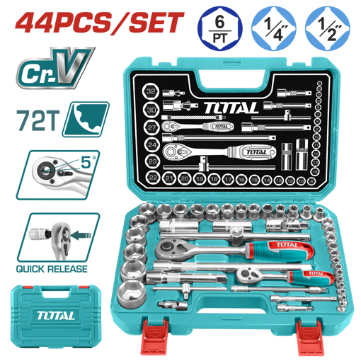 Picture of 44 Piece 1/4"+1/2" Socket set