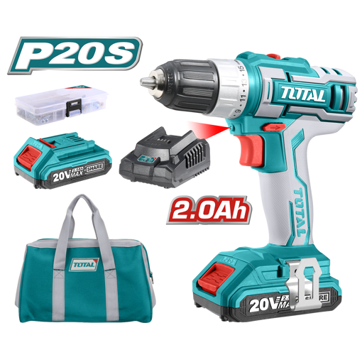 Picture of Lithium-Ion Cordless Drill W/Canvas Carry Bag and 47Pc Accessories. Torque settings: 15+1