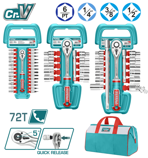 Picture of 57 Piece 1/4"&3/8"&1/2"Socket Set
