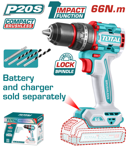 Picture of Lithium-Ion 20V Compact Brushless Cordless Impact Drill 66N.m
