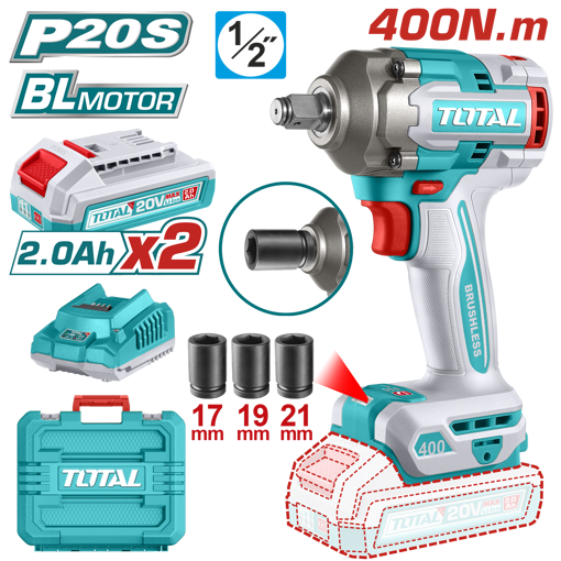 Picture of Lithium-Ion Impact Wrench 1/2" Brushless Motor 400N.m includes battery and charger