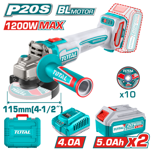 Picture of Lithium-Ion Cordless Angle Grinder Brushless Motor includes battery and charger