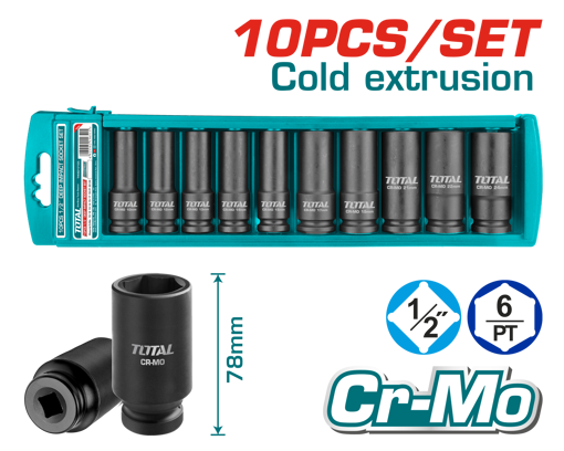 Picture of 10Pc 1/2" Drive Deep Impact Socket set